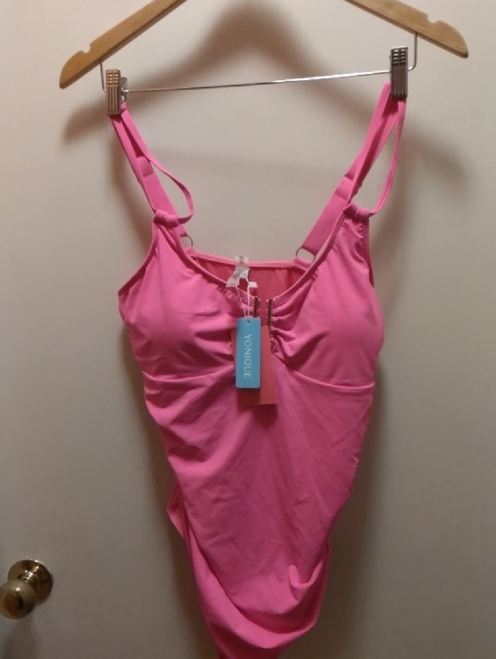 Younique Bright Pink One-Piece Swimsuit with Adjustable Straps